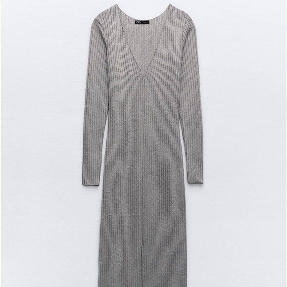 Zara SOFT RIB LONG DRESS - Picture 6 of 7